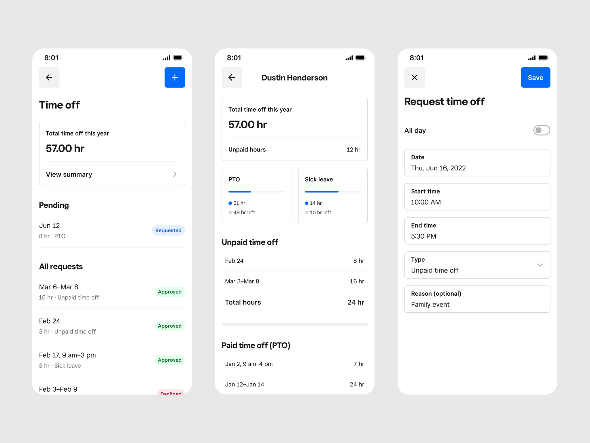 Employee time off experience